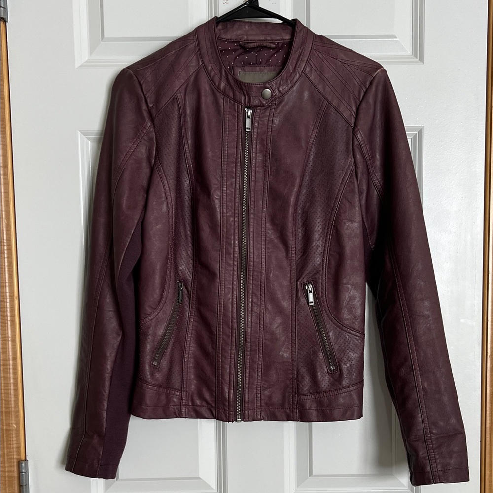Maurices Women's Faux Leather Jacket - Deep Burgundy  Size S